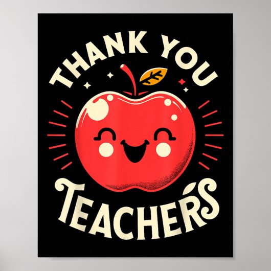 Red Thank You Teachers Motivational Appreciation F Poster (Vorne)