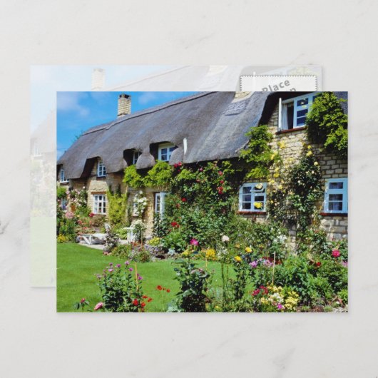 Red Thatched Hütte bei Gloucester, Cotswolds fl Postkarte (Vorne/Hinten)