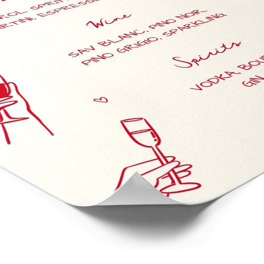 Red Thates Amore Brautparty Cin Cin Cin Bar Poster (Ecke)