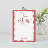 Red That's Amore Italian Pizza Wine Brautparty Dankeskarte (Stehend Vorderseite)
