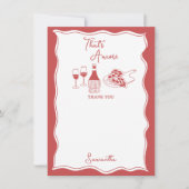 Red That's Amore Italian Pizza Wine Brautparty Dankeskarte (Vorderseite)