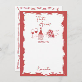 Red That's Amore Italian Pizza Wine Brautparty Dankeskarte