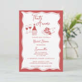 Red That's Amore Italian Pizza Wine Brautparty Einladung (Stehend Vorderseite)