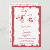 Red That's Amore Italian Pizza Wine Brautparty Einladung (Vorne/Hinten)