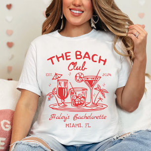 Red The Bach Club Cocktail Beach Bacheloretto T-Shirt