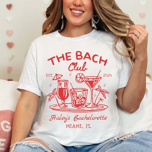 Red The Bach Club Cocktail Beach Bacheloretto T-Shirt