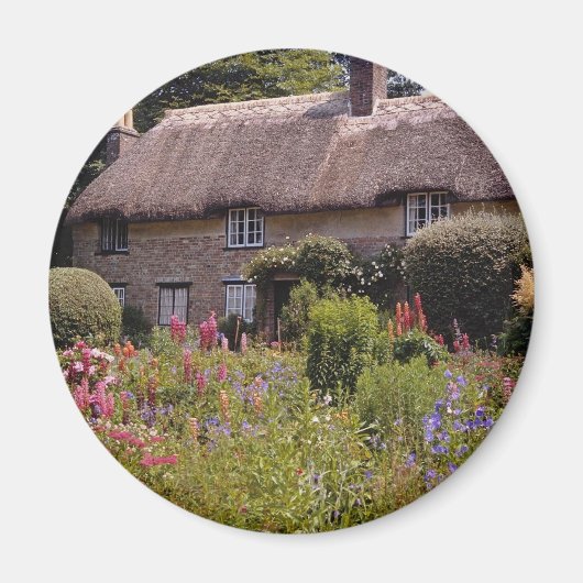Red Thomas Hardy's Hütte, Dorset, England Blume Magnet (Vorne)