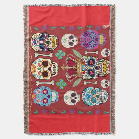 Red Throw - Large Rug - Gothic Skull -  Decke (Vorderseite Vertikal)