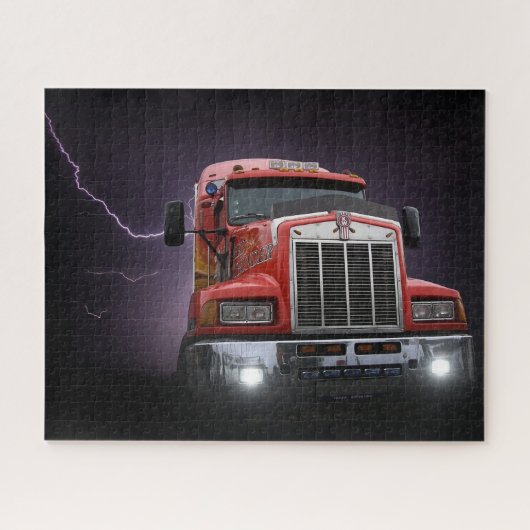 Red Thunder KW Big Rig 18 Wheeler Puzzle (Horizontal)