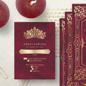 Red Tiara Crown Elegante Quinceanera RSVP Karte