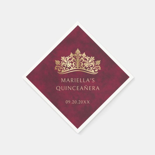 Red Tiara Crown Elegante Quinceanera Serviette (Ecke)