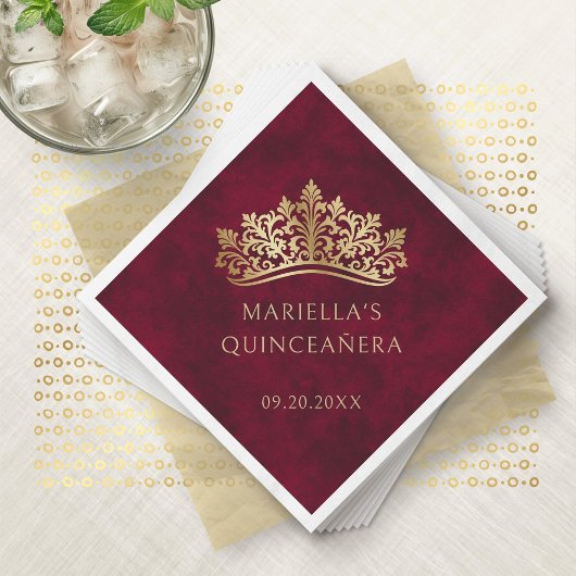 Red Tiara Crown Elegante Quinceanera Serviette