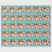 Red Tibetan Spaniel Cartoon Dog Geschenkpapier (Flach)