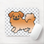 Red Tibetan Spanisch Niedlich Cartoon Dog & Paws Mousepad (Mit Mouse)