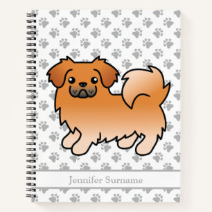Red Tibetan Spanisch Niedlich Cartoon Dog & Text Notizblock