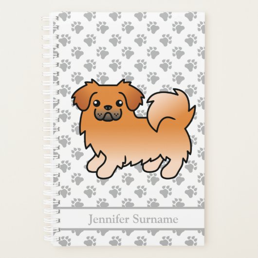 Red Tibetan Spanisch Niedlich Cartoon Dog & Text Planer (Vorderseite)