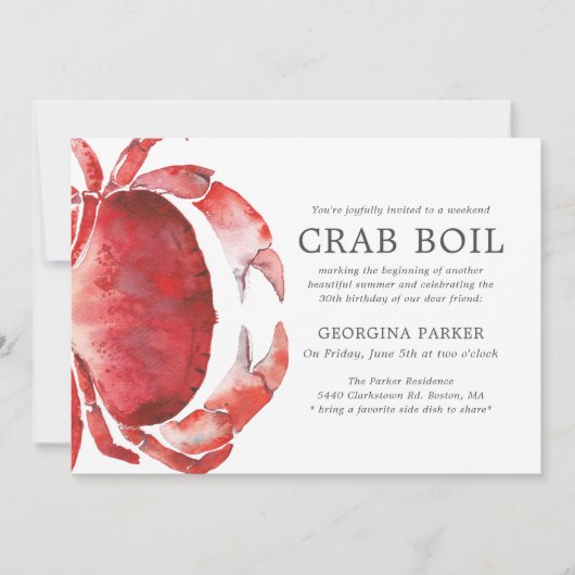 Red Tide | Crab Boil Birthday Einladung (Vorderseite)