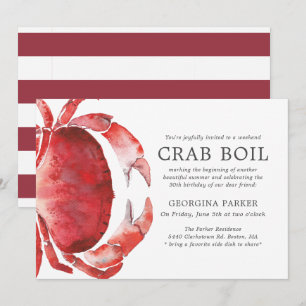 Red Tide   Crab Boil Birthday   Rote Streifen Einladung