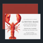 Red Tide | Hummer Bake Birthday Einladung<br><div class="desc">Ein Set Hummer kocht zum Geburtstag Einladungen für Ihr nächstes Meeresfrüchte-Grill oder Party. Diese Einladungen sind mit einfachem schwarzem Holzkohle-Text, zusammen mit einer einzigartigen Aquarellbild Deep Red Hummer, zentriert auf die Seite, ausgestattet. Auf der Rückseite der Einladung ist eine gestreifte tiefe Deep Red Farbe. Alle Elemente dieser Einladung sind über...</div>