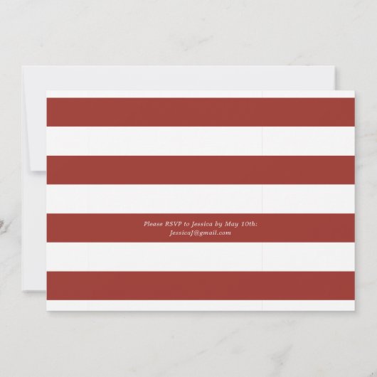 Red Tide | Hummer Bake Birthday | Rote Streifen Einladung (Rückseite)