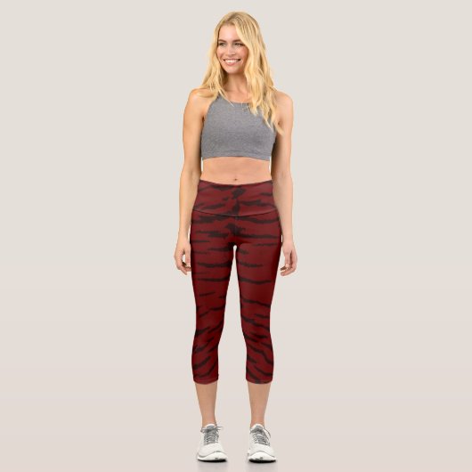 Red Tiger Digital Print Capri Leggings (Vorderseite)