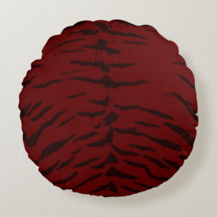 Red Tiger Digital Print Rundes Kissen