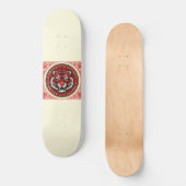 Red Tiger Floral Square Skateboard (Vorderseite)