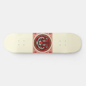 Red Tiger Floral Square Skateboard (Horizontal)
