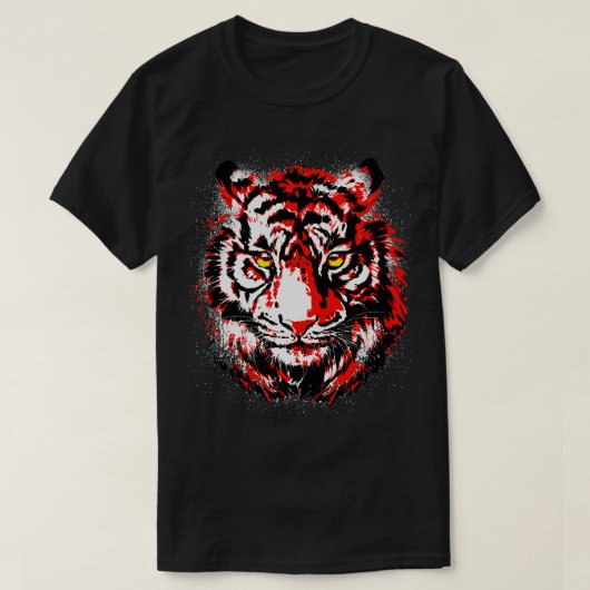 Red Tiger Head Realitäre Tiger Eyes T-Shirt (Design vorne)