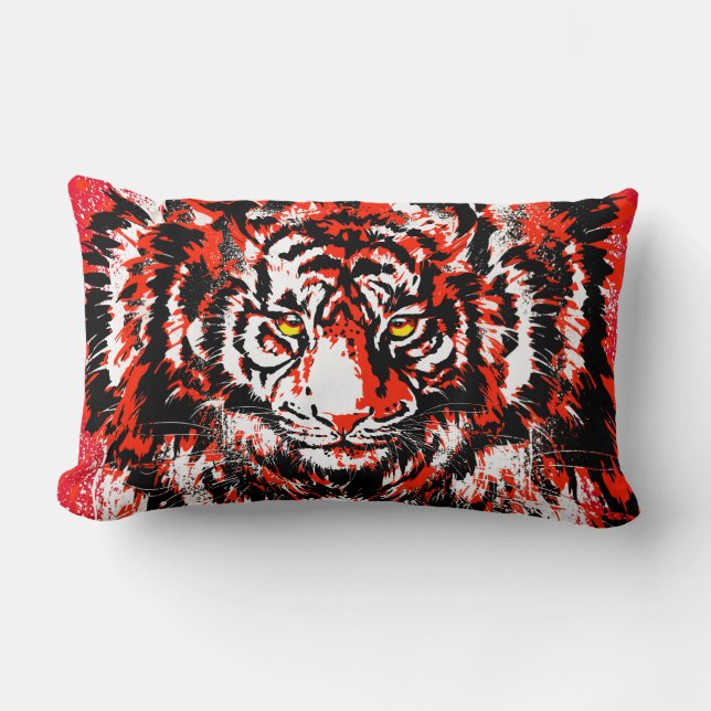 Red Tiger Head Theme Kissen Print (Vorderseite)