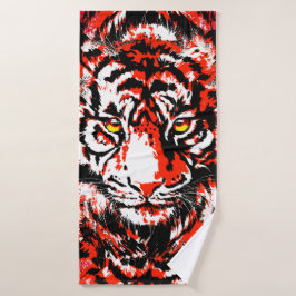 Red Tiger Head - Tiger Artwork - Wildlife Badhandtuch Set