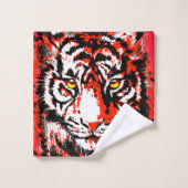 Red Tiger Head - Tiger Artwork - Wildlife Badhandtuch Set (Waschlappen)