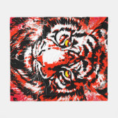 Red Tiger Head - Tiger Fleece Blanket (Vorderseite (Horizontal))