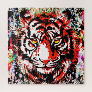 Red Tiger Head - Tiger Portrait Jigsaw Puzzle