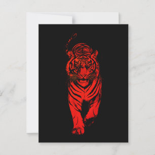 Red Tiger Illustration - Bold Graphic Animal Art Postkarte