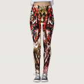 Red Tiger Leggings | Farbenfrohe Tigerfront (Vorderseite)