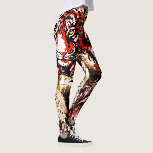 Red Tiger Leggings Farbenfrohe Tigerfront
