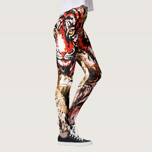 Red Tiger Leggings | Farbenfrohe Tigerfront (Rechts)