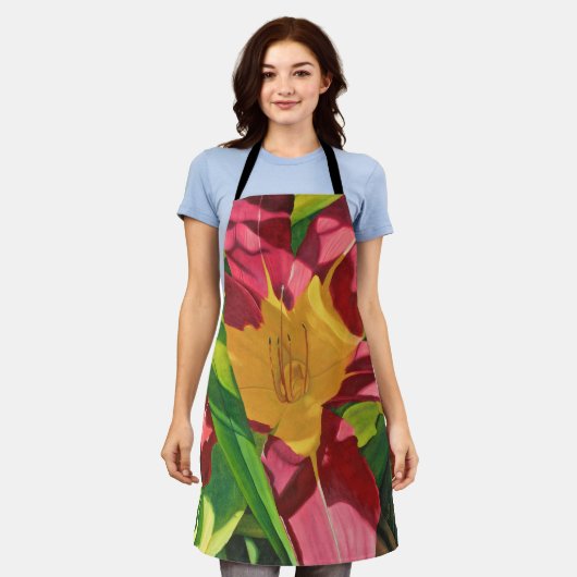 Red Tiger Lily Malerei Schürze (Getragen)