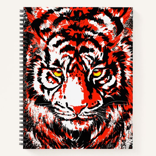 Red Tiger Notebook - Tiger Artwork - Wildlife Notizblock (Vorderseite)