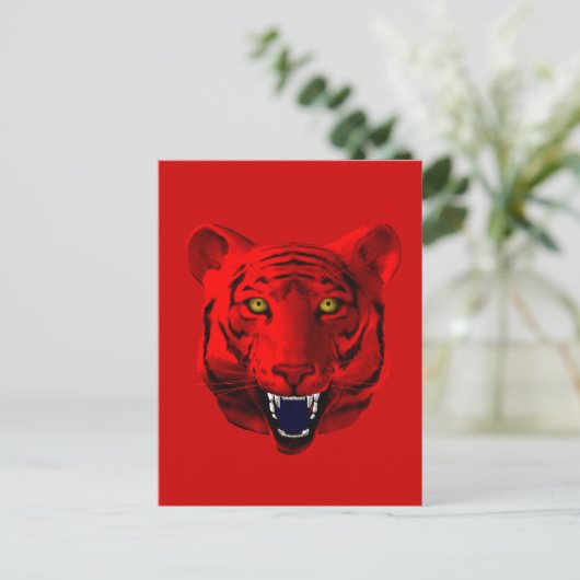 Red Tiger Postkarte (Stehend Vorderseite)