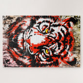Red Tiger Puzzle | Farbenfrohe Tiger-Gesichtsrätse (Horizontal)