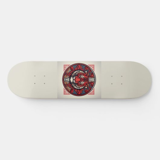 Red Tiger Square Skateboard (Horizontal)