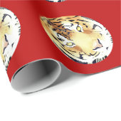 Red Tiger Wasserfarbe Chinesisch Neujahr 2022 Zodi Geschenkpapier (Rolleneckpunkt)
