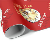 Red Tiger Wasserfarbe Chinesisch Neujahr 2022 Zodi Geschenkpapier (Rolleneckpunkt)