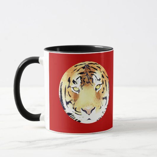 Red Tiger Wasserfarbe Chinesisch Neujahr 2022 Zodi Tasse (Links)