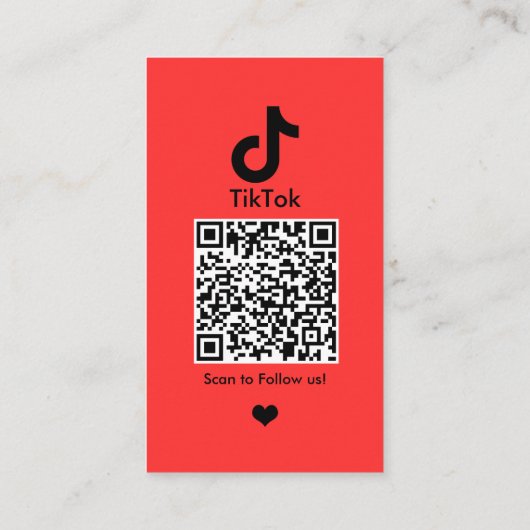Red TikTok Social Media QR-Code Visitenkarte (Rückseite)
