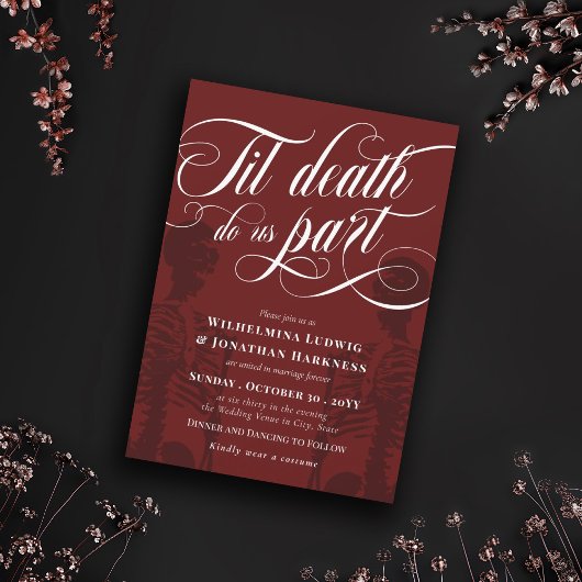 Red Til Death Do us Part Skeleton Goth Wedding Einladung