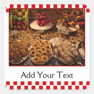 Red Tile Desserts Quadratischer Aufkleber
