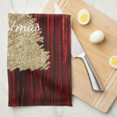 Red Tinsel Gold Weihnachtsbaum Geschirrtuch (Viertel Falte)